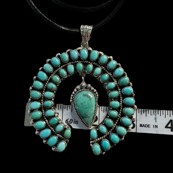 Large Turquoise Naja Pendant in Solid Sterling Silver - Picture 11 of 16